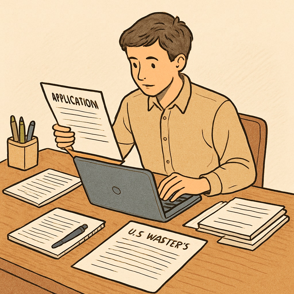 A student preparing application documents for U.S. master's programs.