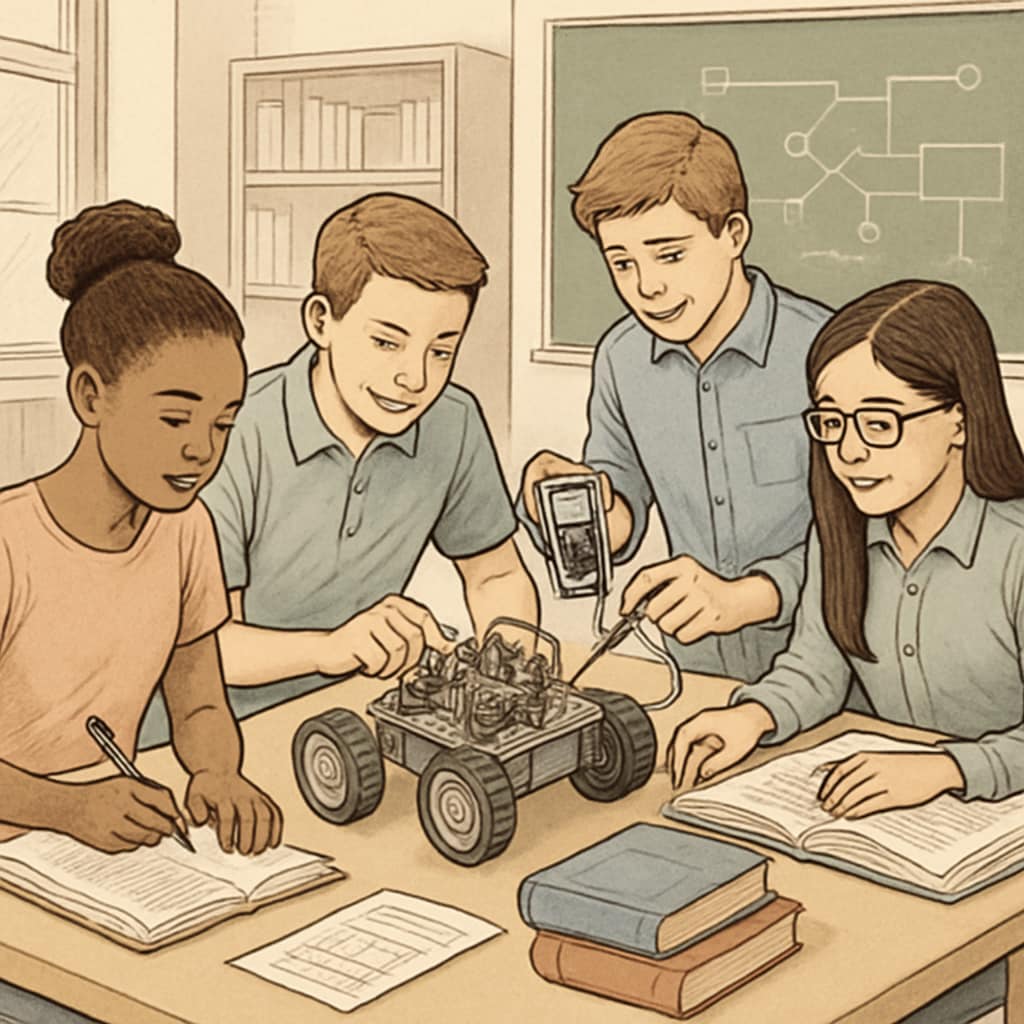 Students working on a STEM project that integrates CTE and traditional academics.