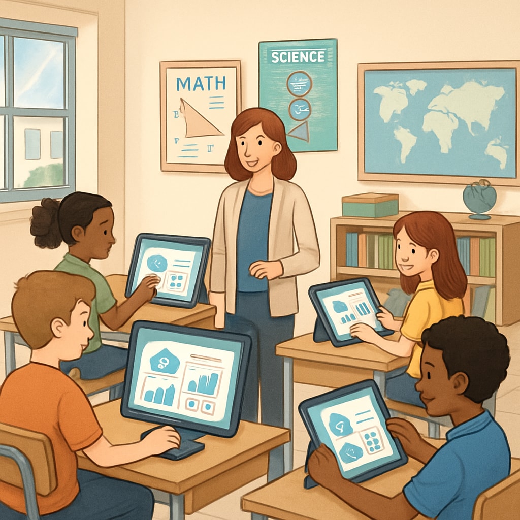 AI-powered classroom improving K12 education through adaptive learning systems.