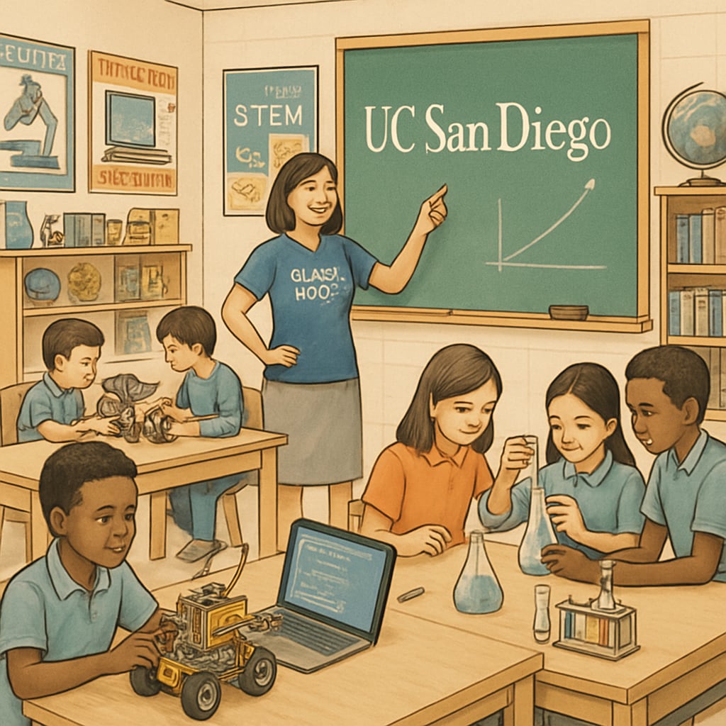 K-12 students participating in STEM activities linked to UC San Diego’s educational initiatives.