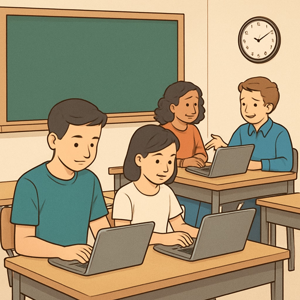 High school students exploring alternative credit recovery options.