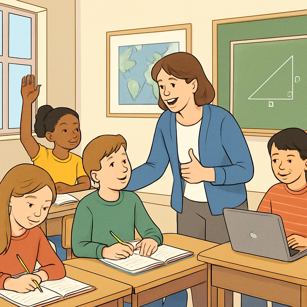 A teacher fostering a nurturing environment, balancing strictness with care.
