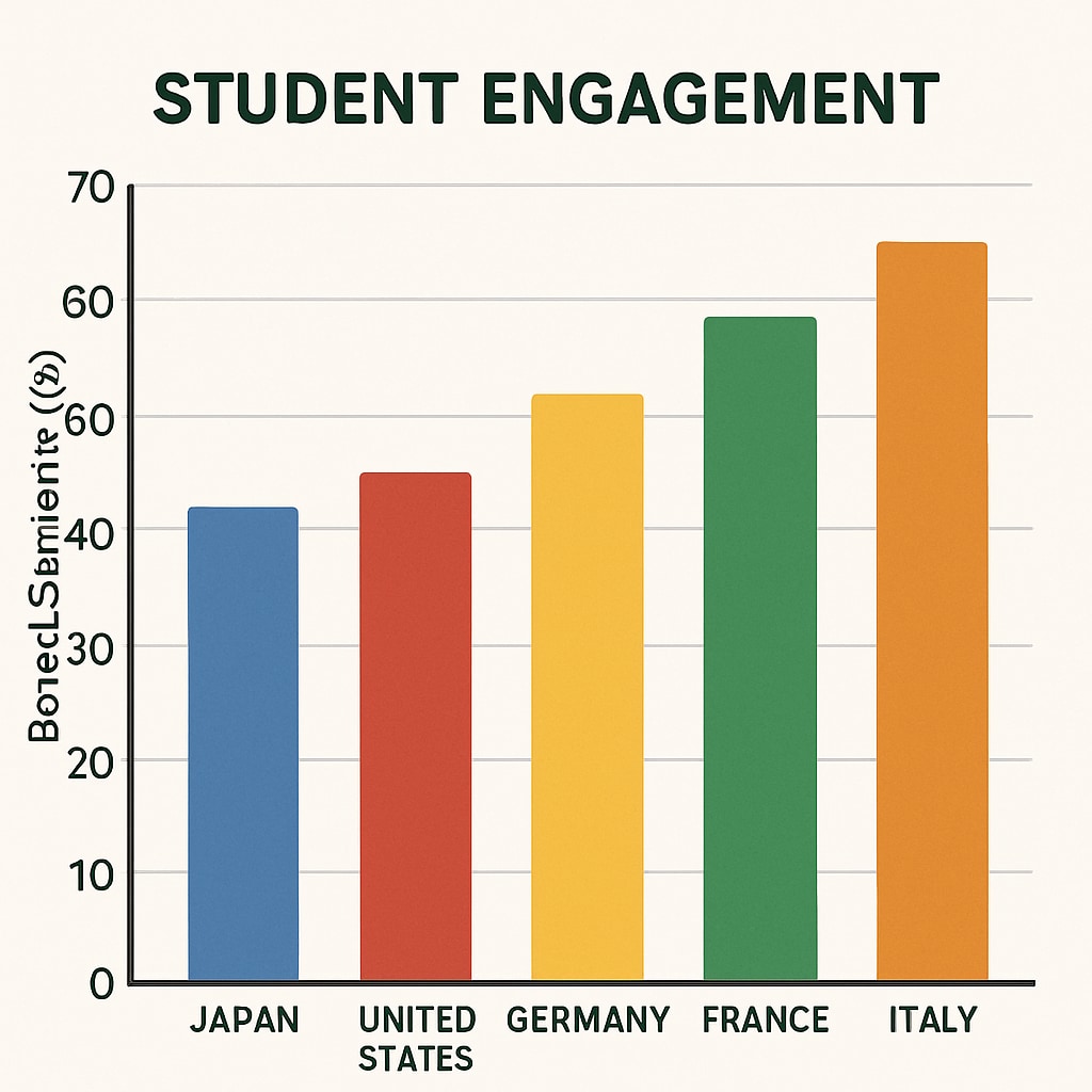 Global student engagement comparison showing varying levels of boredom across education systems.