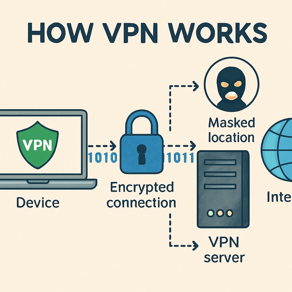 Diagram explaining VPNs and their impact in the context of age verification laws.