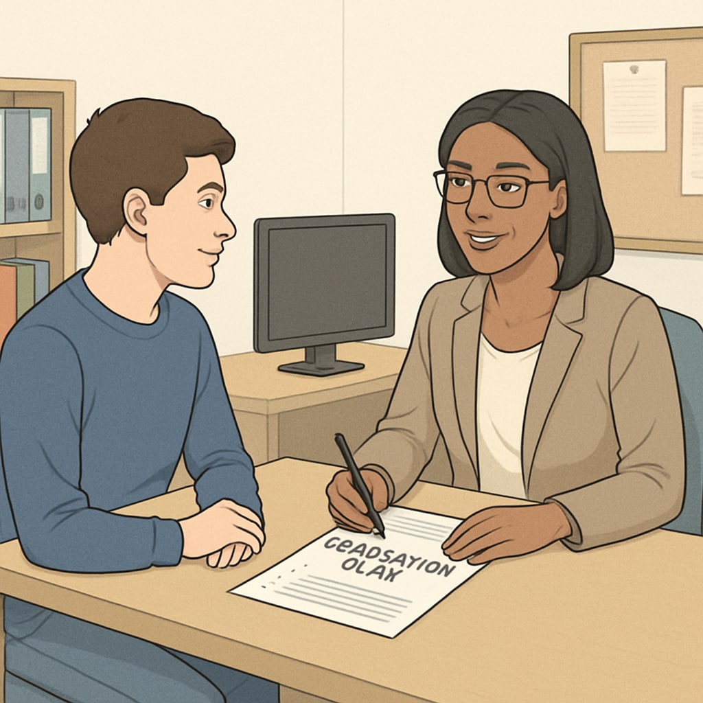 High school student discussing credit recovery with a counselor.