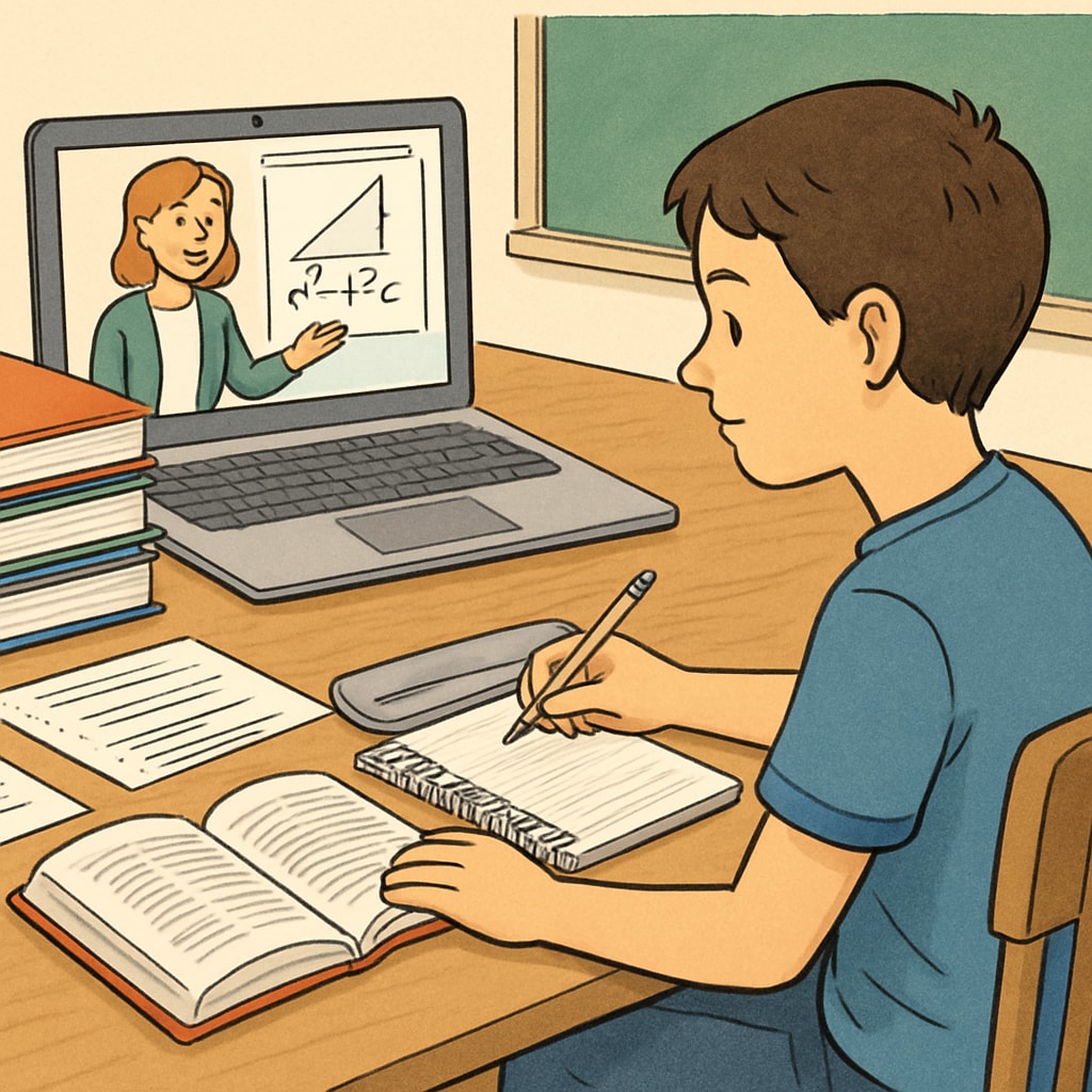 High school student taking online courses to recover credits.