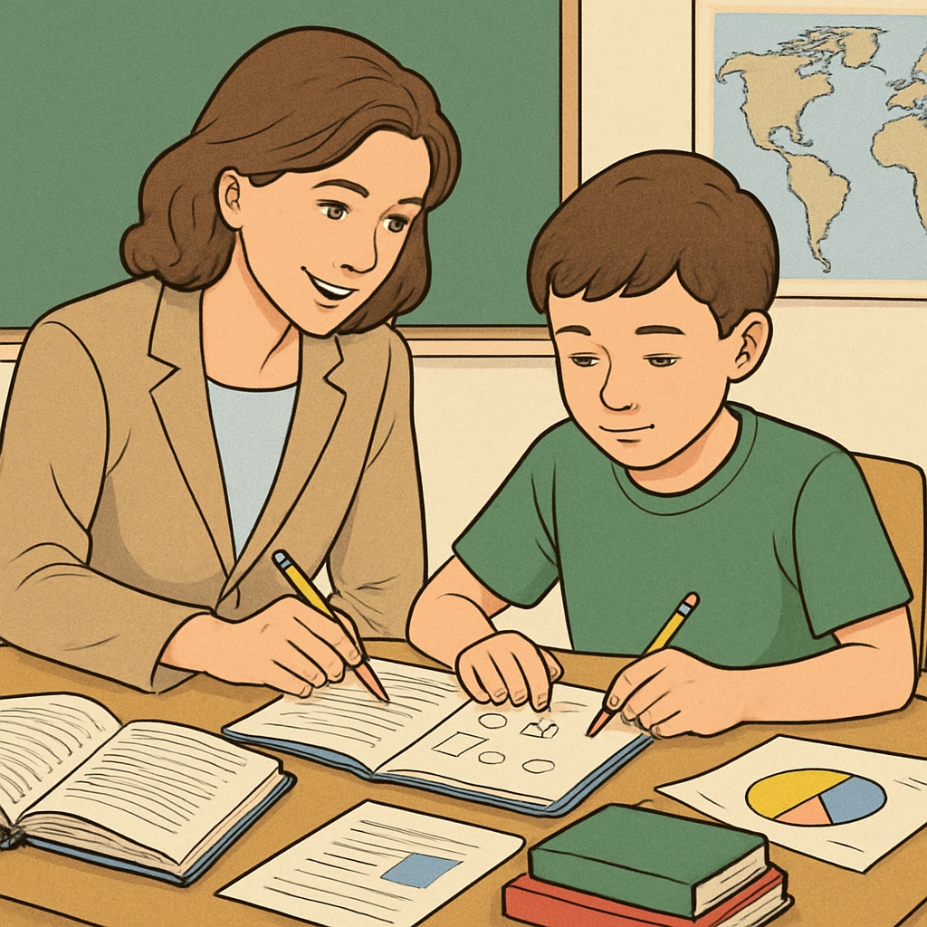 A teacher helping a student individually, illustrating the benefits of year-round education.