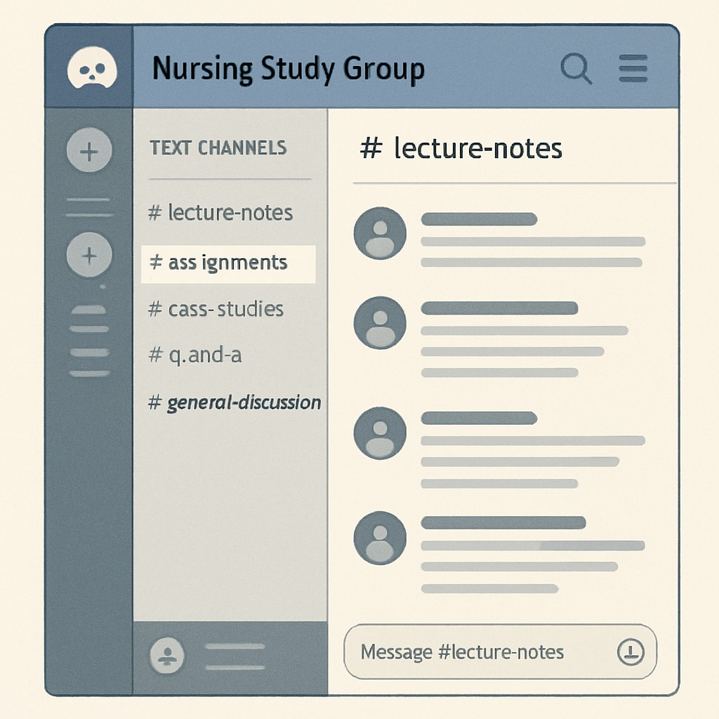 A Discord study group interface for nursing students.