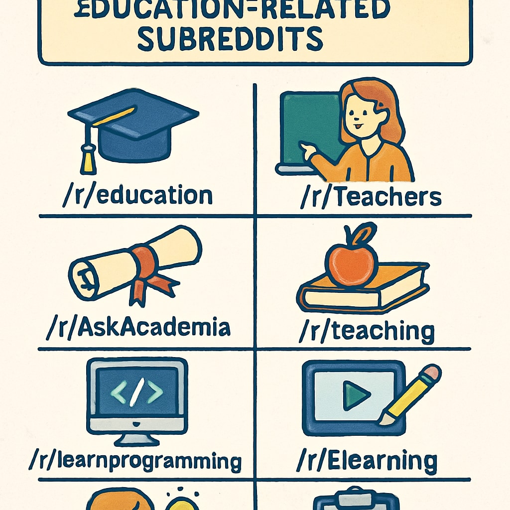 An infographic showing the most popular education-related subreddits on Reddit. An infographic listing top Reddit subreddits for K12 educators, emphasizing