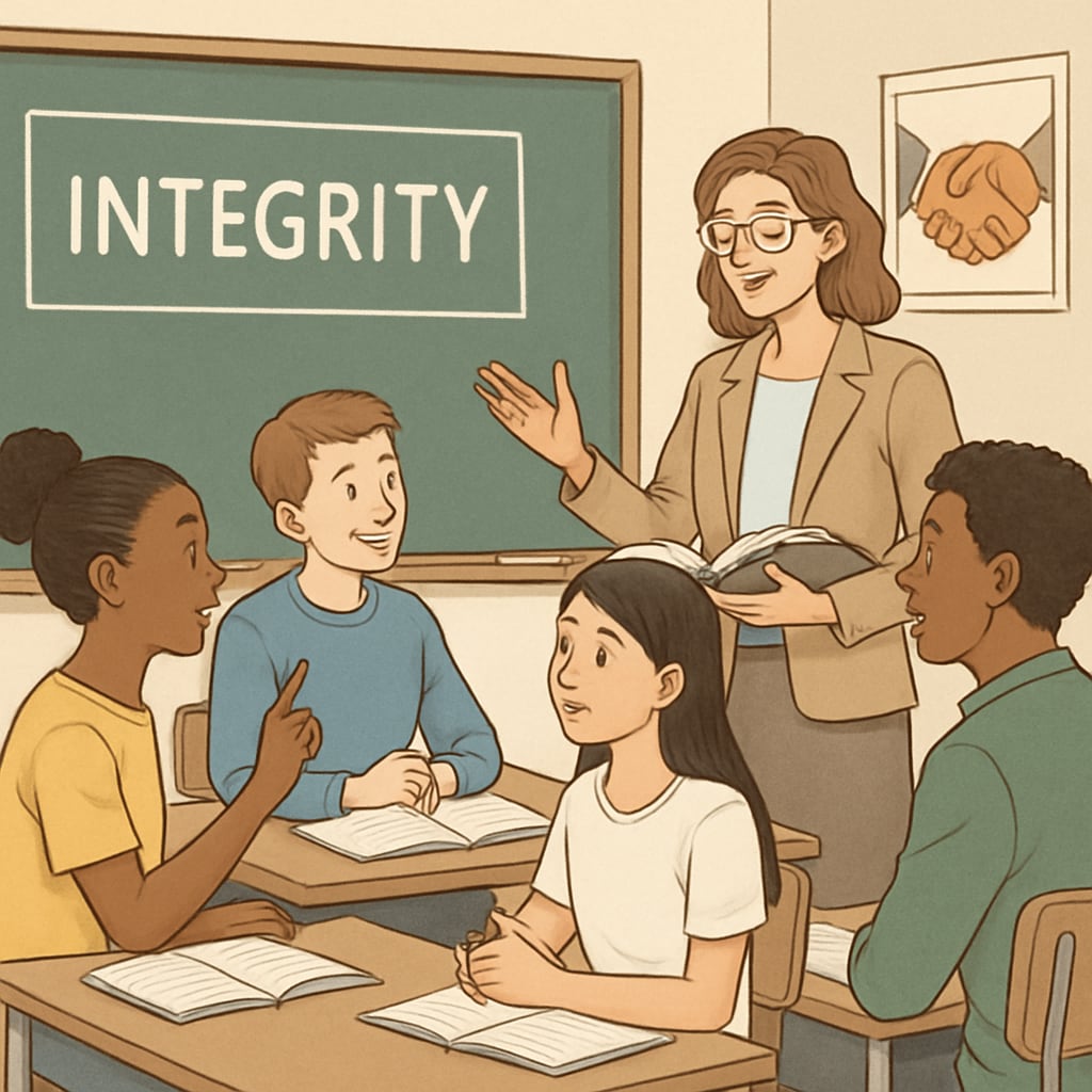 Classroom discussion on ethical academic practices and integrity.