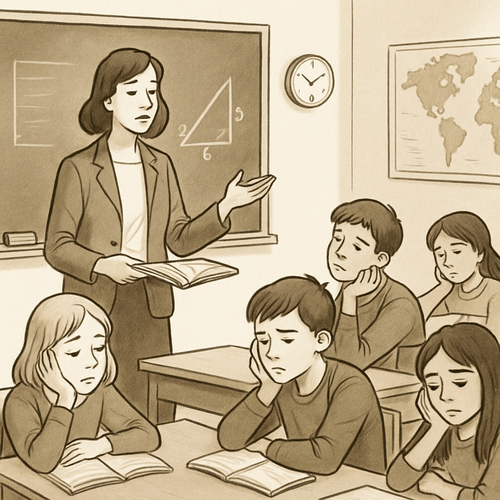 A disinterested classroom highlighting boredom in K12 education.