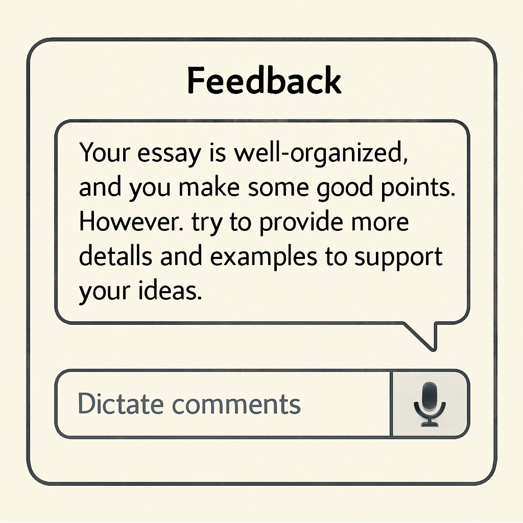 Example of speech-to-text technology streamlining teacher feedback.