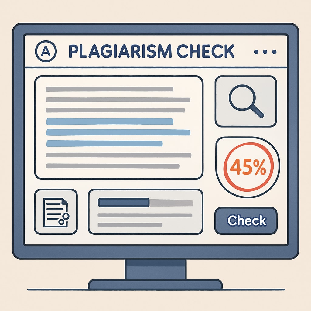 Plagiarism detection software interface and flagged content.