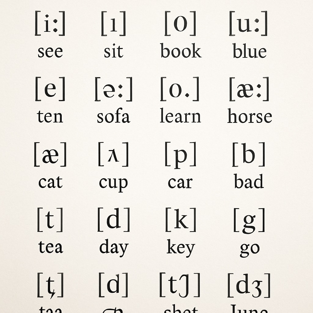 An example of an ITA textbook page, showcasing phonetic symbols alongside corresponding words. A textbook page featuring the Initial Teaching Alphabet (ITA) and its phonetic representations.