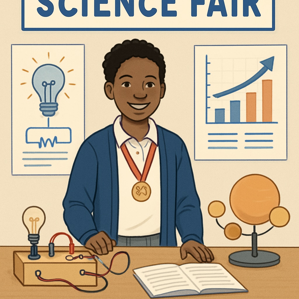 A student participating in a science fair, showcasing their innovative project as part of extracurricular achievements. A student presenting a science fair project that highlights extracurricular achievements.