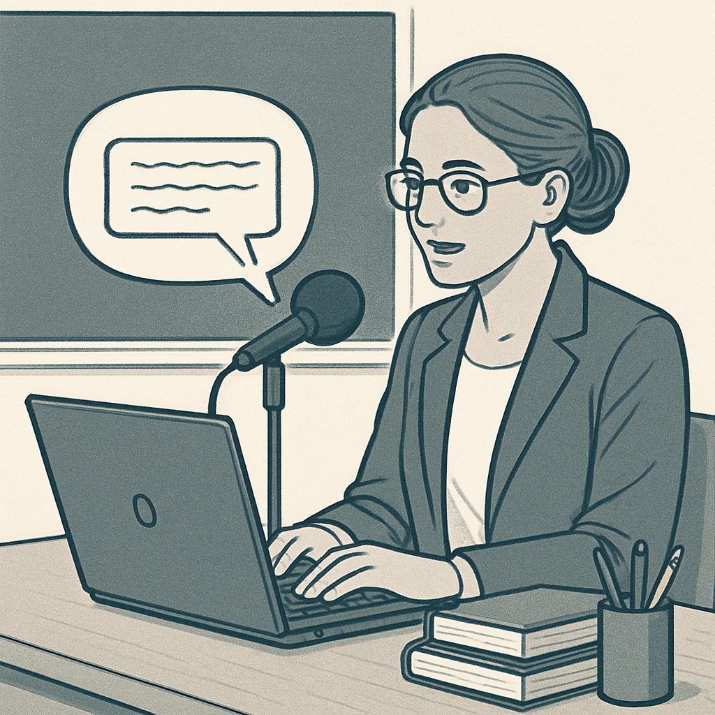 Teacher utilizing speech-to-text software with WillowVoice for administrative tasks.
