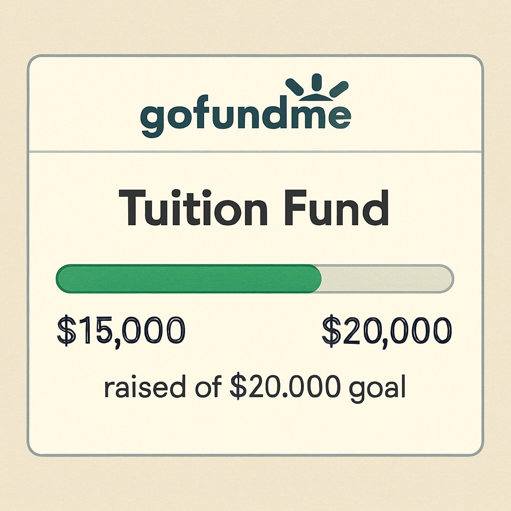 Crowdfunding platform dashboard for tuition fundraising.
