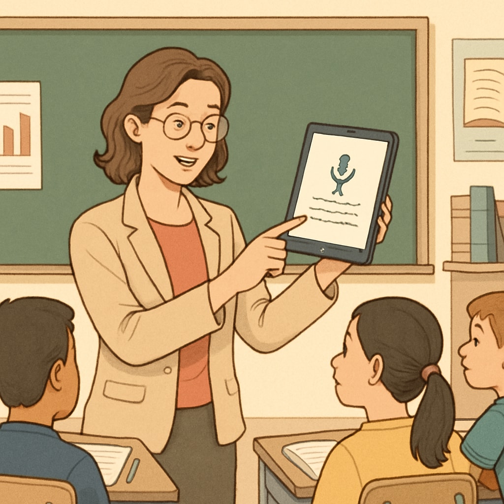 Teacher utilizing voice to text for education feedback and teaching efficiency