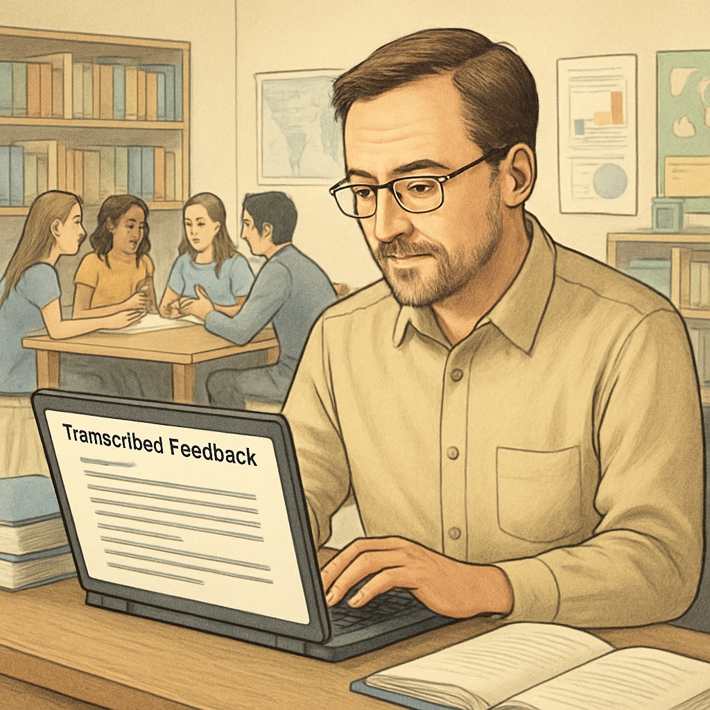 Educator using voice to text technology to improve teaching efficiency