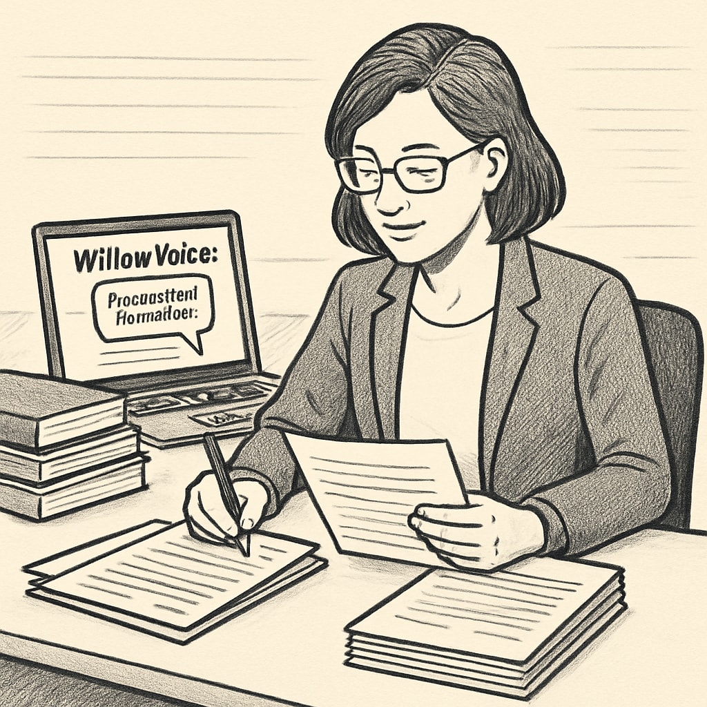 Teacher using WillowVoice to provide personalized student feedback efficiently.