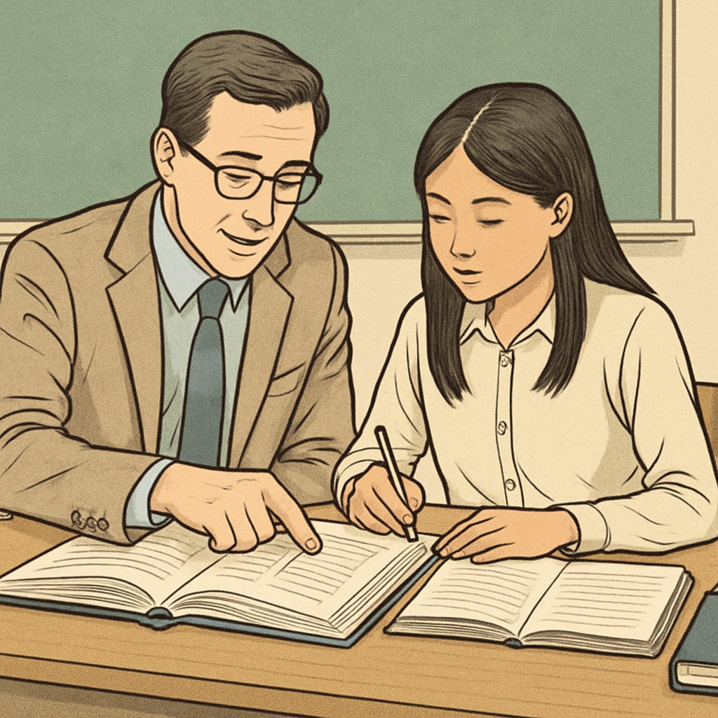 A professional tutor working with a high school student, emphasizing personalized educational support. High school student receiving math tutoring as part of paid educational resources.