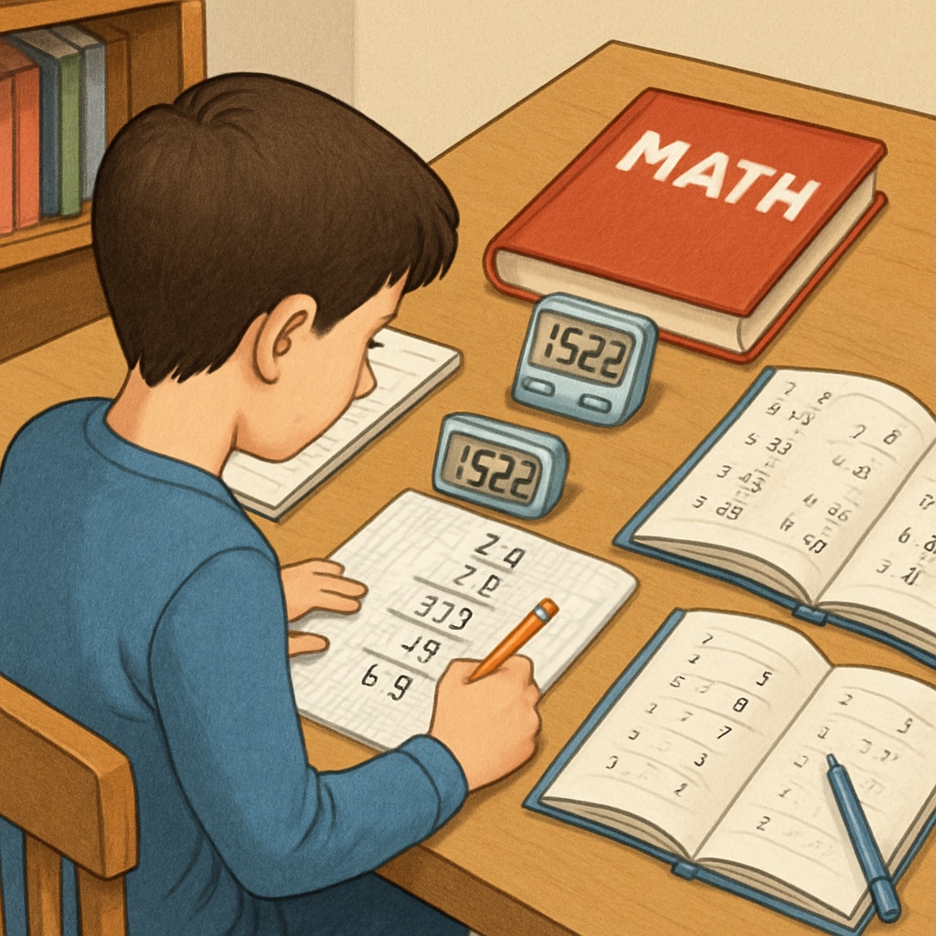 Student preparing for math exams under timed conditions to reduce anxiety.