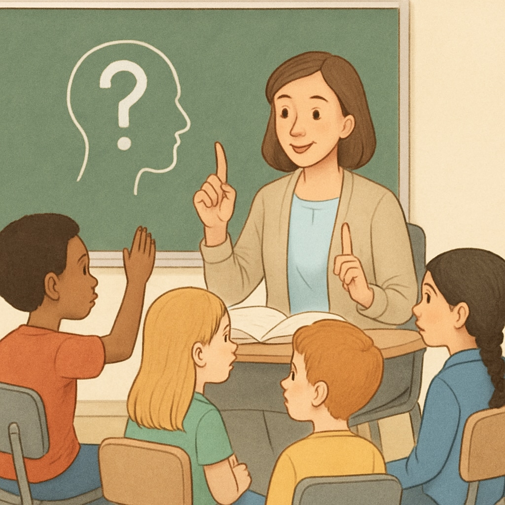 A teacher engaging K12 students in a philosophical discussion as part of a social experiment.