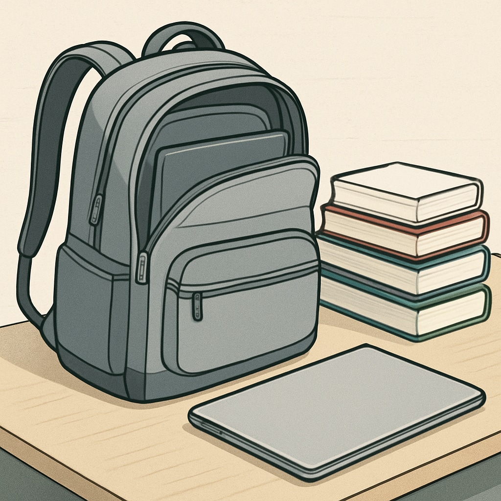 College backpack with compartments and padded laptop sleeve