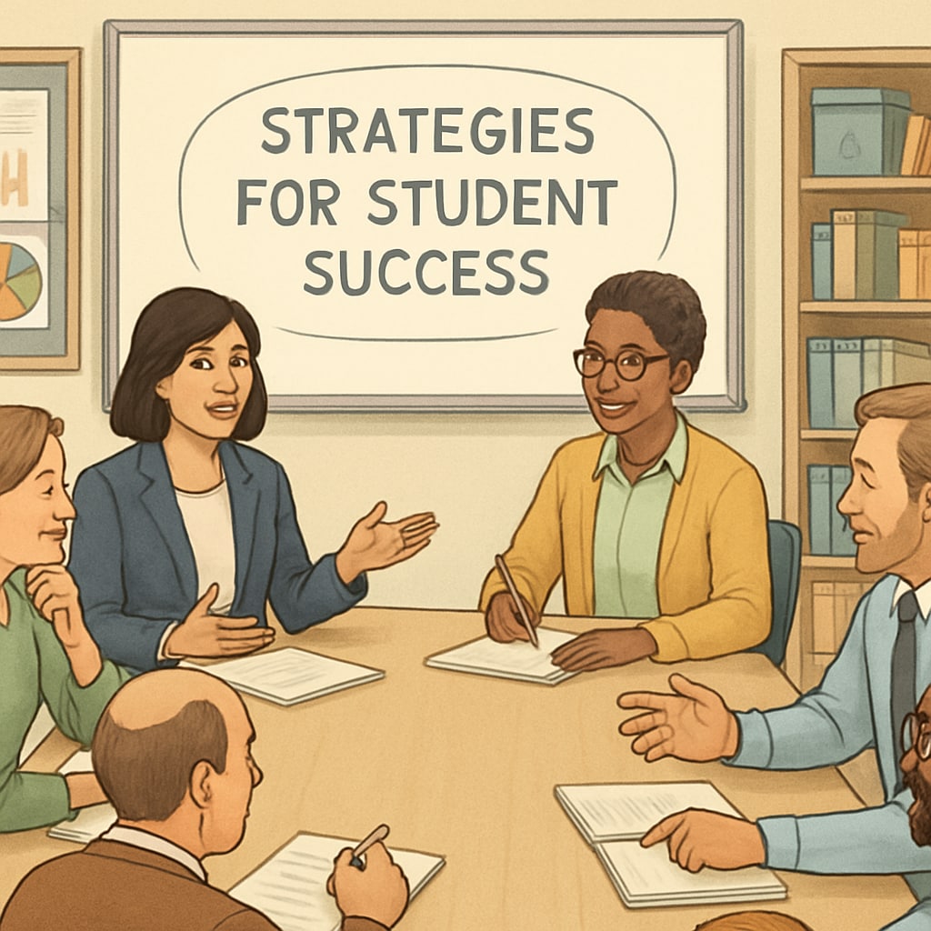 Public school educators discussing strategies to prepare students for higher education