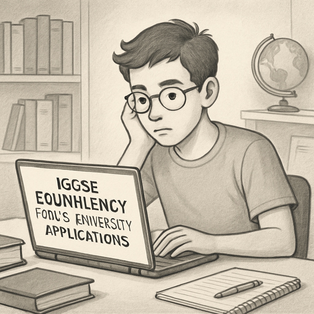 A student researching IGCSE equivalency for U.S. university applications.