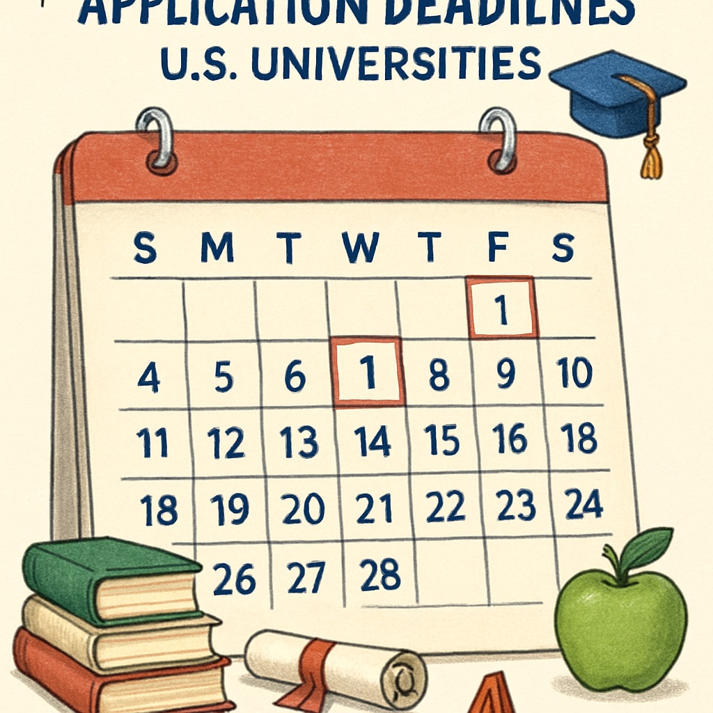 A calendar showing application deadlines for U.S. universities.