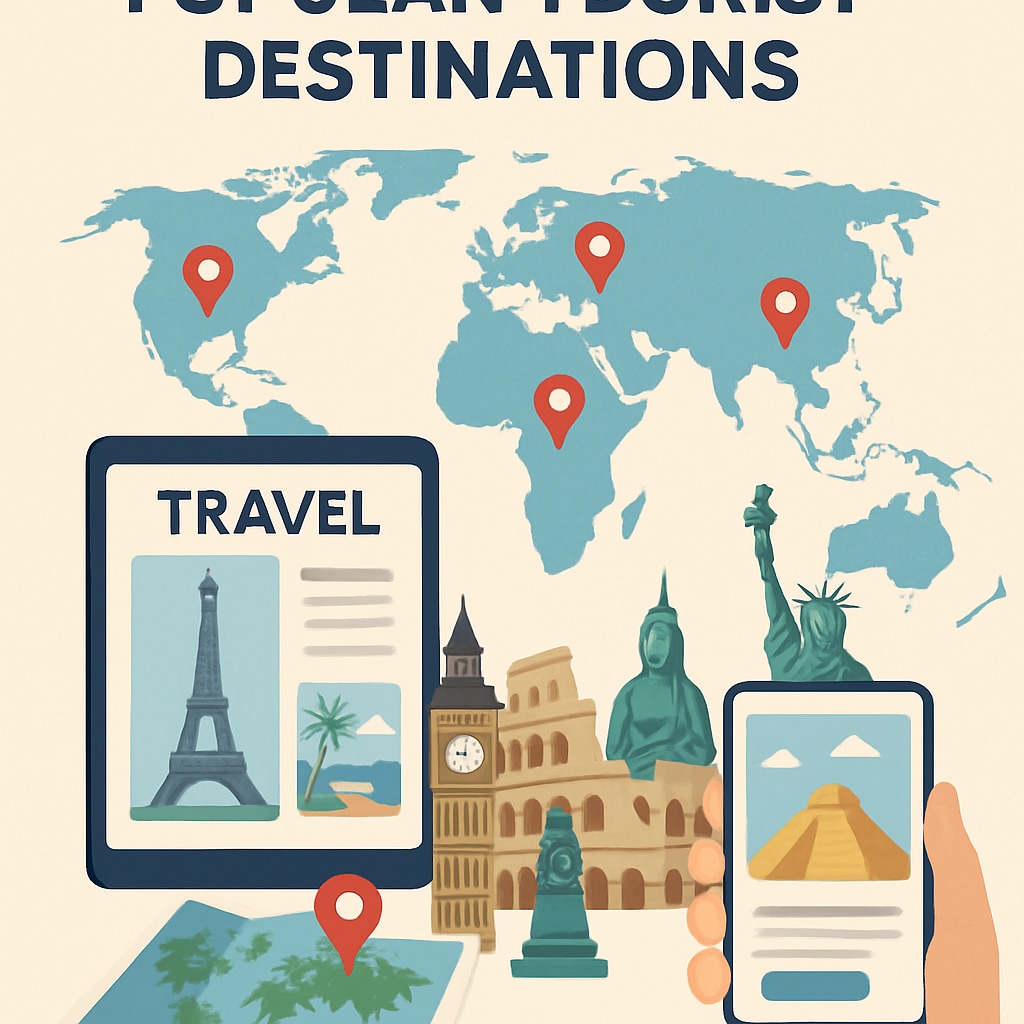A visually engaging thumbnail of a short video showcasing popular tourist destinations, emphasizing the role of digital media in tourism. Short video thumbnail highlighting tourist attractions and culture for decision-making research.