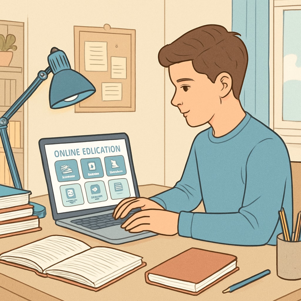 High school student exploring educational resources online.
