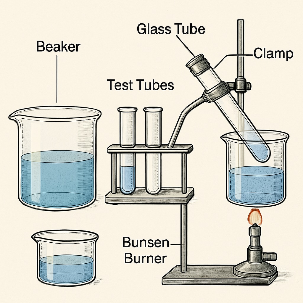 Science experiment setup diagram with labeled components