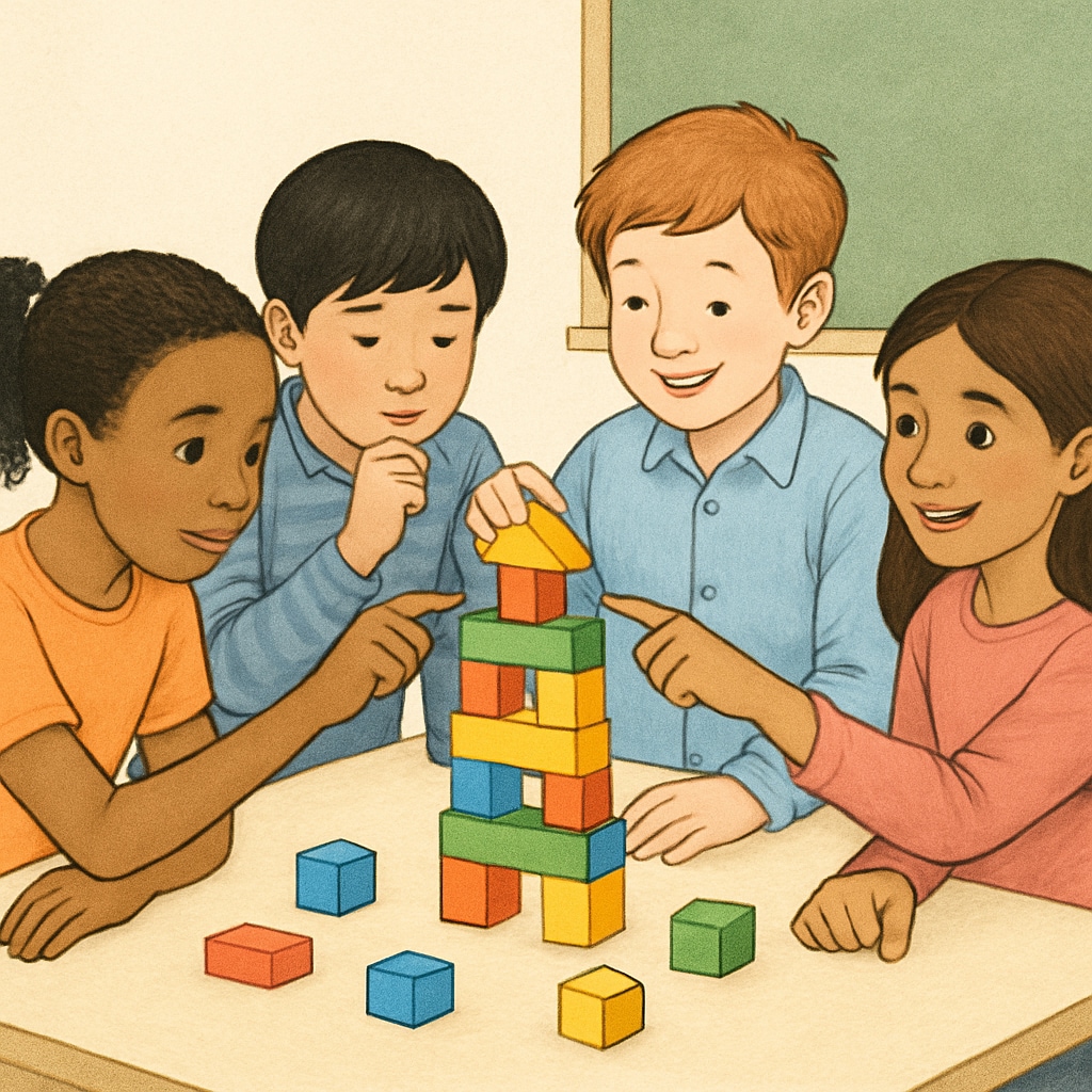 Children participating in a group activity showcasing creative and social skills as part of holistic gifted evaluation.