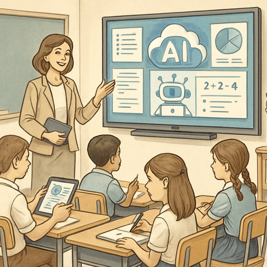 AI-powered educational platform in a classroom, reshaping K12 learning.
