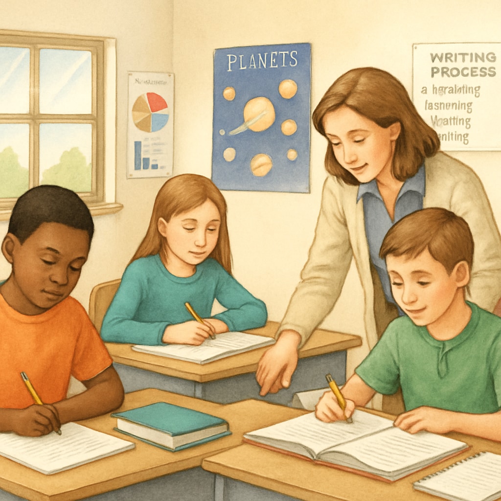 A classroom setting with students working on individualized learning plans to regain lost credits. Students working on individualized learning plans in a classroom setting to address credit deficiency and ADHD challenges.