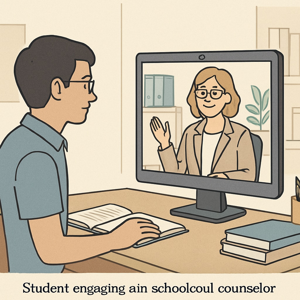 Virtual interview between a student and a school counselor.