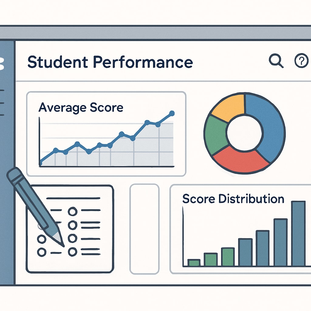 A digital platform displaying student performance analytics, emphasizing the role of modern test tools in education. Digital analytics platform showing student progress from test resources.