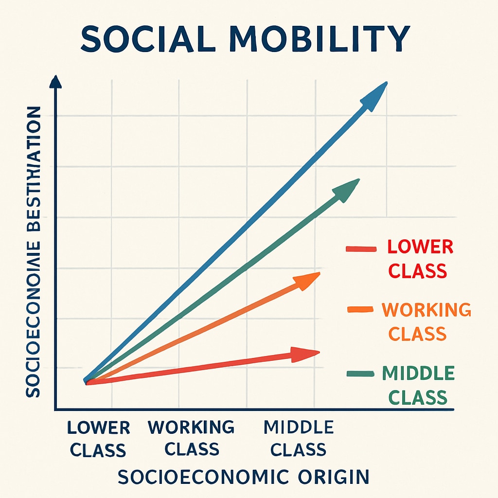 A chart illustrating the disparity in social mobility across different socioeconomic groups. A chart showing social mobility disparity among socioeconomic groups.