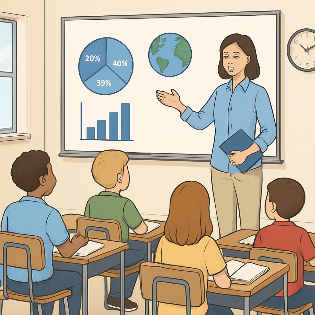 A classroom setting with students and a teacher presenting educational material on a whiteboard. A classroom environment illustrating preparation for the OAE exam.
