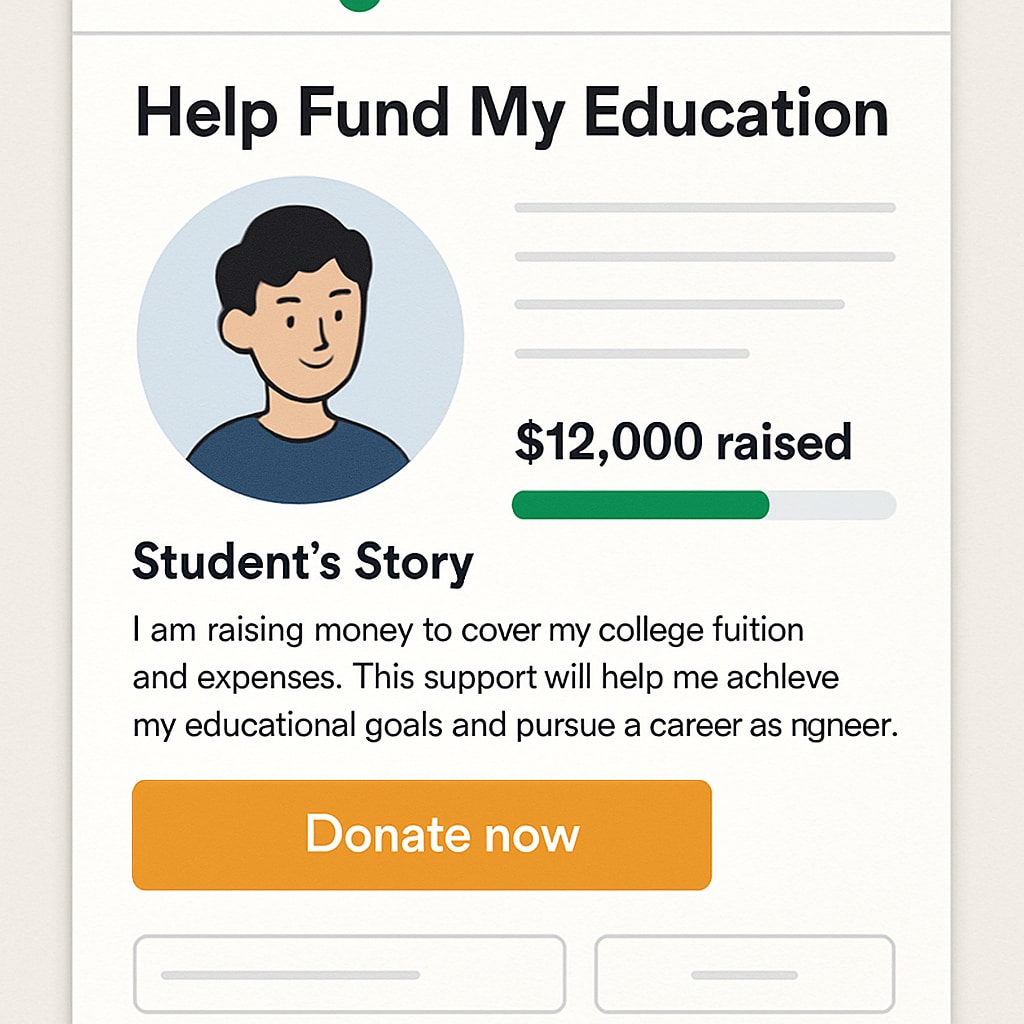 GoFundMe page for tuition assistance, highlighting the funding gap in higher education.
