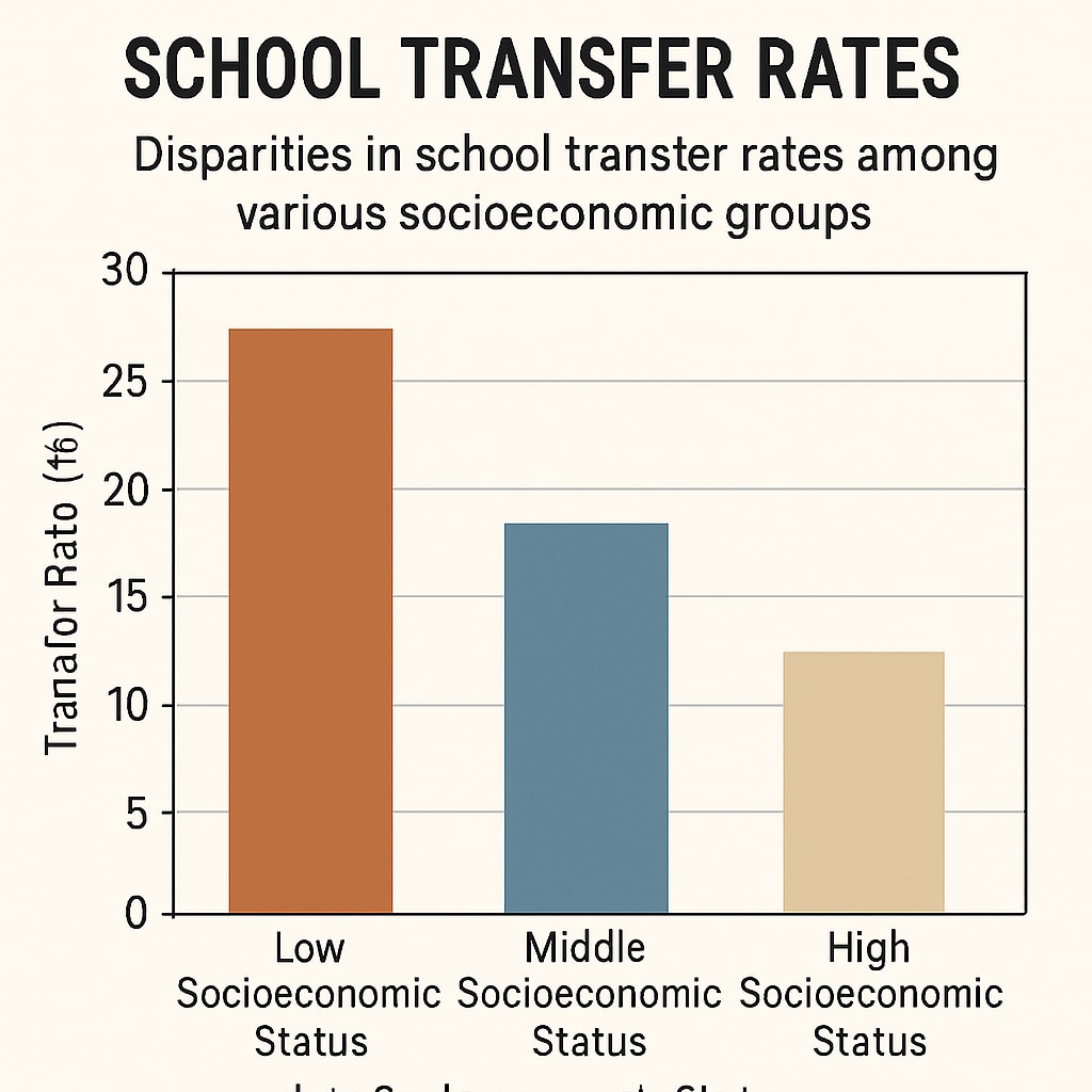 A chart illustrating disparities in school transfers among different socioeconomic groups. Disparities in school transfers based on socioeconomic status