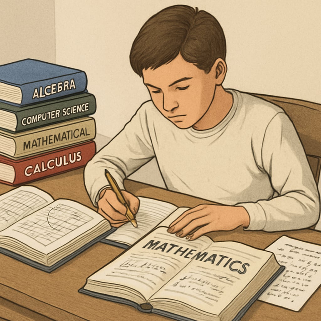 A student studying mathematics and computer science textbooks to prepare for U.S. university applications. International student focusing on data science preparation for U.S. universities.