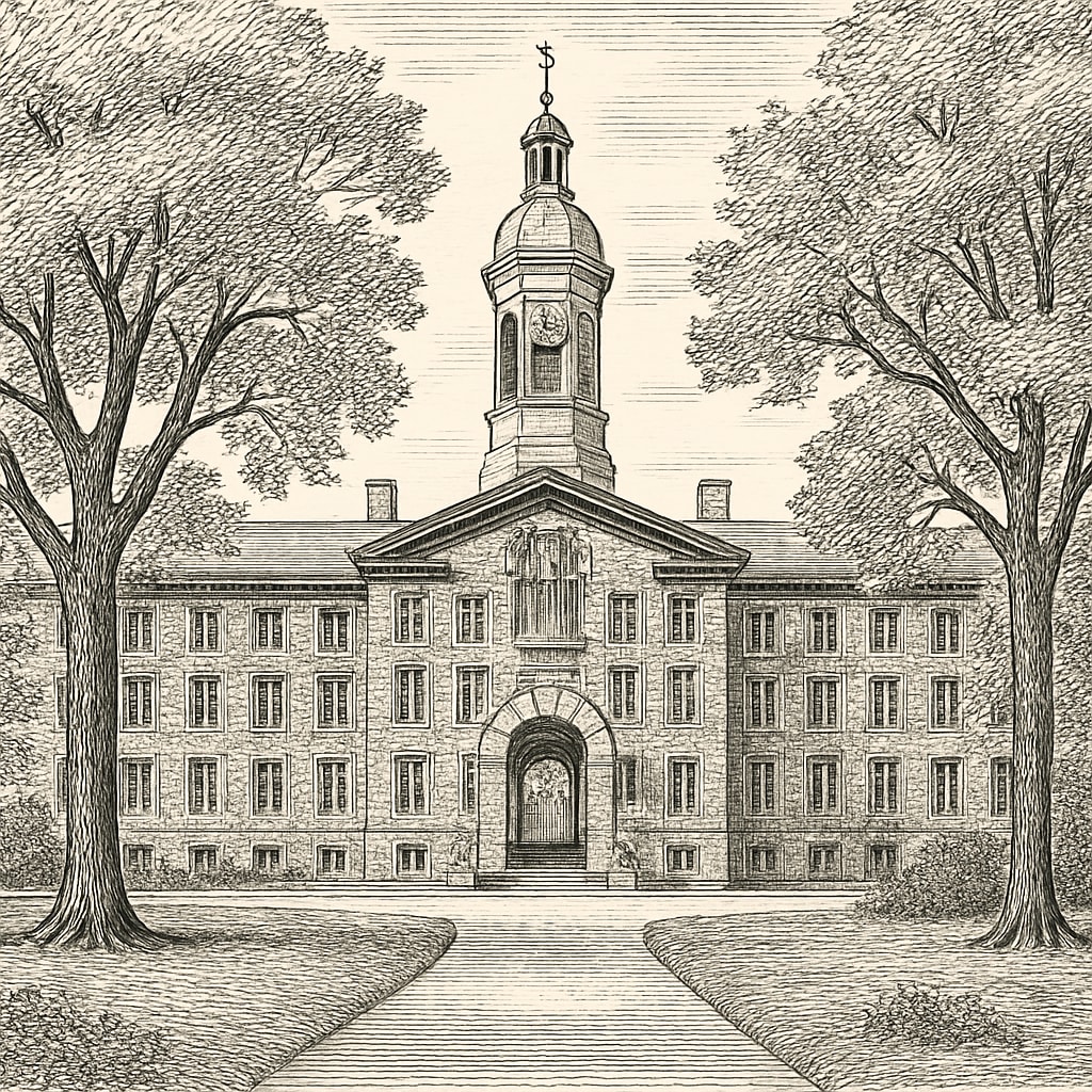 A general image of Princeton University, highlighting its iconic architecture and campus environment. Princeton University campus image, showcasing its elite Ivy League status.