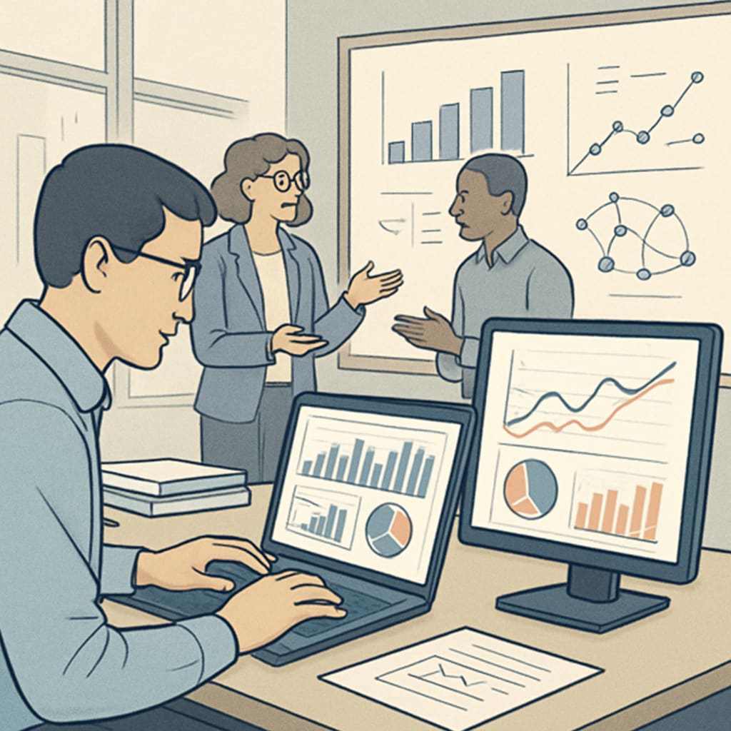 Data scientist using visualization tools to analyze data.