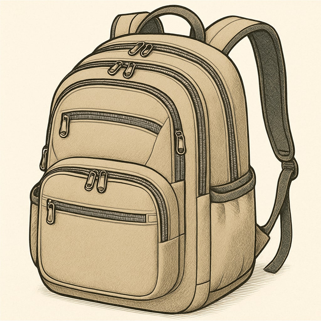 Backpack featuring multiple compartments for organization and durable zippers for longevity.