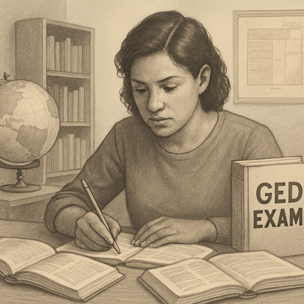 Adult student preparing for GED as an alternative to a diploma.