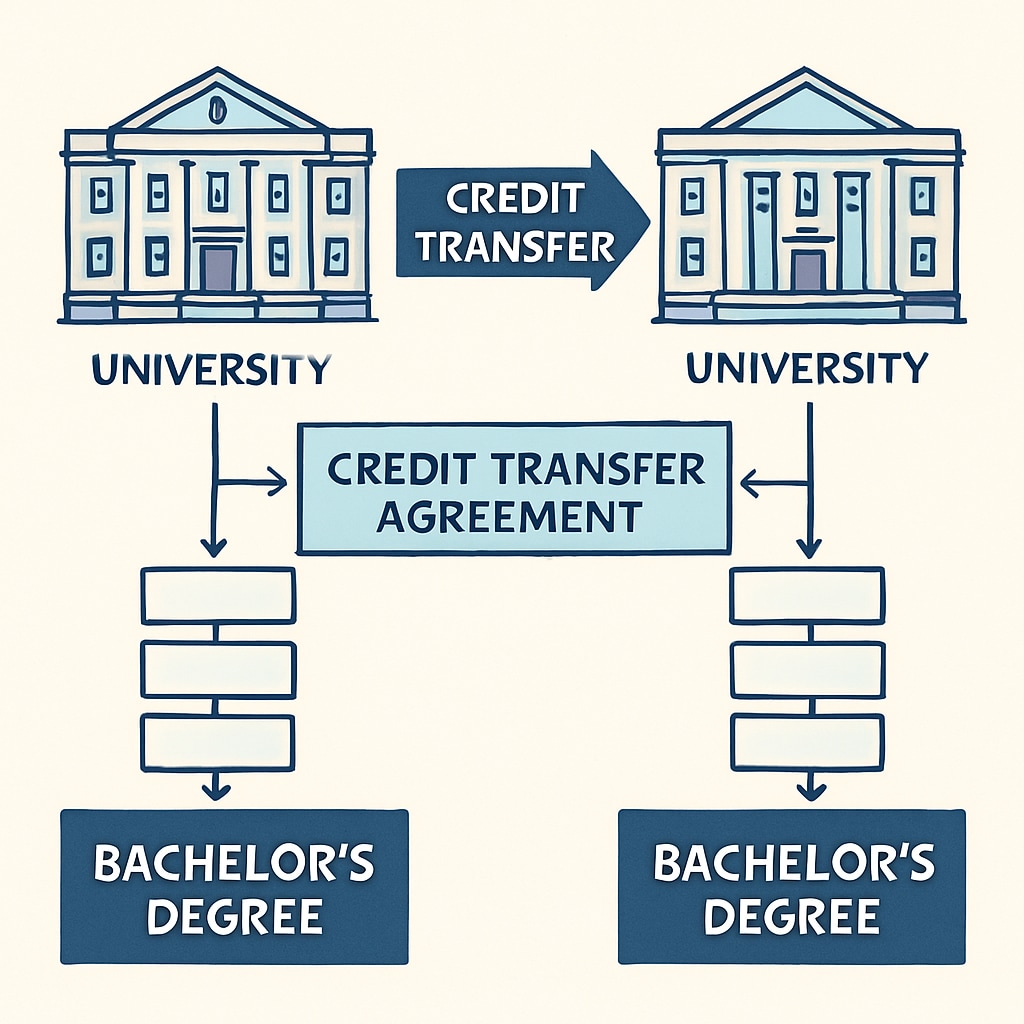 A document illustrating credit transfer agreements from university to bachelor’s degree programs. Credit transfer agreement for automotive technology associate degree