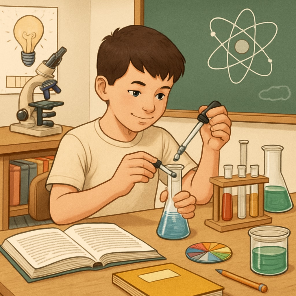 A student engaged in a hands-on science project, showcasing enrichment learning activities. A gifted student participating in an enrichment hands-on science project.